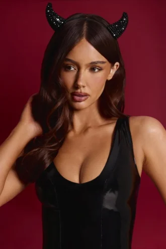 Bandeau à cornes de diable Vixena en noir