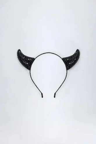 Bandeau à cornes de diable Vixena en noir
