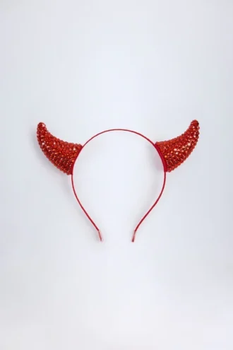 Bandeau à cornes de diable Vixena en rouge feu