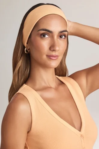 Bandeau côtelé en modal Candy, couleur pêche