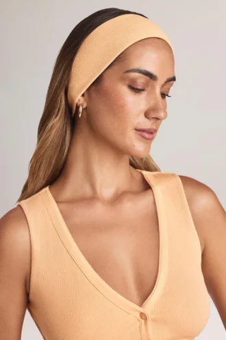 Bandeau côtelé en modal Candy, couleur pêche