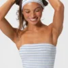 Bandeau en jersey côtelé à rayures bleues