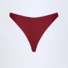 Bas de bikini échancré Bermuda orné de perles, couleur cerise foncée