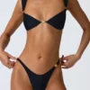 Bas de bikini échancré Volute orné, noir Bas de bikini échancré Volute orné, noir