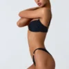 Bas de bikini échancré Volute orné, noir Bas de bikini échancré Volute orné, noir