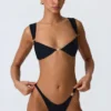 Bas de bikini échancré Volute orné, noir Bas de bikini échancré Volute orné, noir