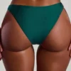 Bas de bikini cheeky à coupe haute Palau orné de perles, vert jade