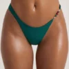 Bas de bikini cheeky à coupe haute Palau orné de perles, vert jade