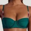 Bas de bikini cheeky à coupe haute Palau orné de perles, vert jade