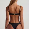 Bas de bikini cheeky à larges bretelles orné de perles Maui, noir