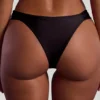 Bas de bikini cheeky à larges bretelles orné de perles Maui, noir