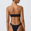 Bas de bikini cheeky à larges bretelles ornées de motifs Sunray, en noir Bas de bikini cheeky à larges bretelles ornées de motifs Sunray, en noir