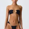 Bas de bikini cheeky à larges bretelles ornées de motifs Sunray, en noir Bas de bikini cheeky à larges bretelles ornées de motifs Sunray, en noir