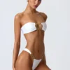 Bas de bikini cheeky à larges bretelles ornées Sunray, blanc