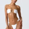 Bas de bikini cheeky à larges bretelles ornées Sunray, blanc