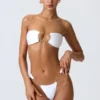 Bas de bikini cheeky à larges bretelles ornées Sunray, blanc