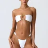 Bas de bikini cheeky à larges bretelles ornées Sunray, blanc
