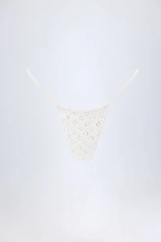 Bas de bikini à cordon Bosa en broderie anglaise, blanc