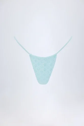 Bas de bikini à cordon Bosa en broderie anglaise, bleu poudré