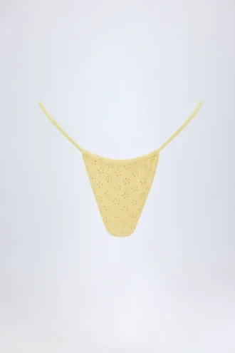 Bas de bikini à cordon Bosa en broderie anglaise, couleur jaune citron