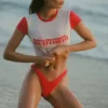 Bas de bikini Pacifico froncé et échancré en rouge vif