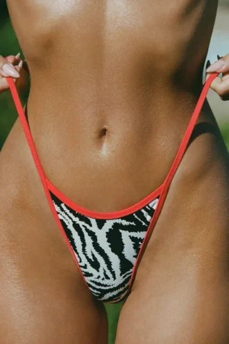 Bas de bikini string Camogli à imprimé zébré