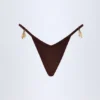 Bas de bikini string Cebu avec détails charmants, couleur chocolat noir Bas de bikini string Cebu avec détails charmants, couleur chocolat noir