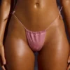 Bas de bikini string à cordon Embellished Maillot de bain en rose Bas de bikini string à cordon Embellished Maillot de bain en rose