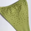 Bas de bikini string à cordon orné Bali en vert olive Bas de bikini string à cordon orné Bali en vert olive
