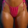Bas de bikini string à cordon rose vif Bas de bikini string à cordon rose vif