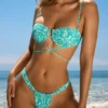 Bas de bikini string froncé Cagliari à imprimé multicolore bleu Bas de bikini string froncé Cagliari à imprimé multicolore bleu