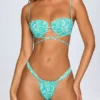 Bas de bikini string froncé Cagliari à imprimé multicolore bleu Bas de bikini string froncé Cagliari à imprimé multicolore bleu