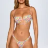 Bas de bikini string froncé Cagliari à imprimé multicolore vif Bas de bikini string froncé Cagliari à imprimé multicolore vif