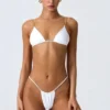 Bas de bikini string froncé Delray en blanc Bas de bikini string froncé Delray en blanc