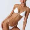Bas de bikini string froncé Delray en blanc Bas de bikini string froncé Delray en blanc