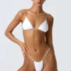 Bas de bikini string froncé Delray en blanc Bas de bikini string froncé Delray en blanc