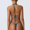 Bas de bikini string froncé Delray en bleu océan Bas de bikini string froncé Delray en bleu océan