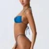 Bas de bikini string froncé Delray en bleu océan Bas de bikini string froncé Delray en bleu océan