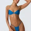 Bas de bikini string froncé Delray en bleu océan Bas de bikini string froncé Delray en bleu océan