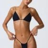 Bas de bikini string froncé Delray en noir Bas de bikini string froncé Delray en noir