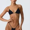 Bas de bikini string froncé Delray en noir Bas de bikini string froncé Delray en noir
