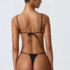 Bas de bikini string froncé Delray en noir Bas de bikini string froncé Delray en noir