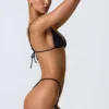 Bas de bikini string froncé Delray en noir Bas de bikini string froncé Delray en noir