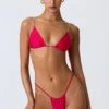 Haut de bikini triangle South Beach orné de chaînes, rose framboise
