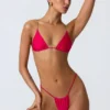 Haut de bikini triangle South Beach orné de chaînes, rose framboise