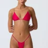 Haut de bikini triangle South Beach orné de chaînes, rose framboise