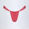 Bas de bikini string froncé Solsona en vichy rouge Bas de bikini string froncé Solsona en vichy rouge