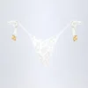 Bas de bikini string à nouer sur le côté Cebu avec perles, motif léopard blanc Bas de bikini string à nouer sur le côté Cebu avec perles, motif léopard blanc