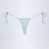 Bas de bikini string à nouer sur les côtés Nieva, imprimé floral bleu