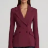 Blazer structuré à double boutonnage Marika en bordeaux